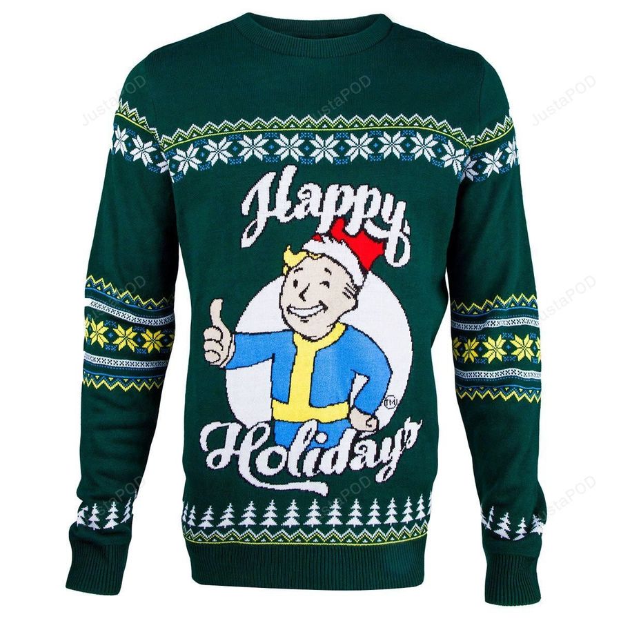 Fallout Vault Boy Knitted Ugly Sweater Ugly Sweater Christmas Sweaters