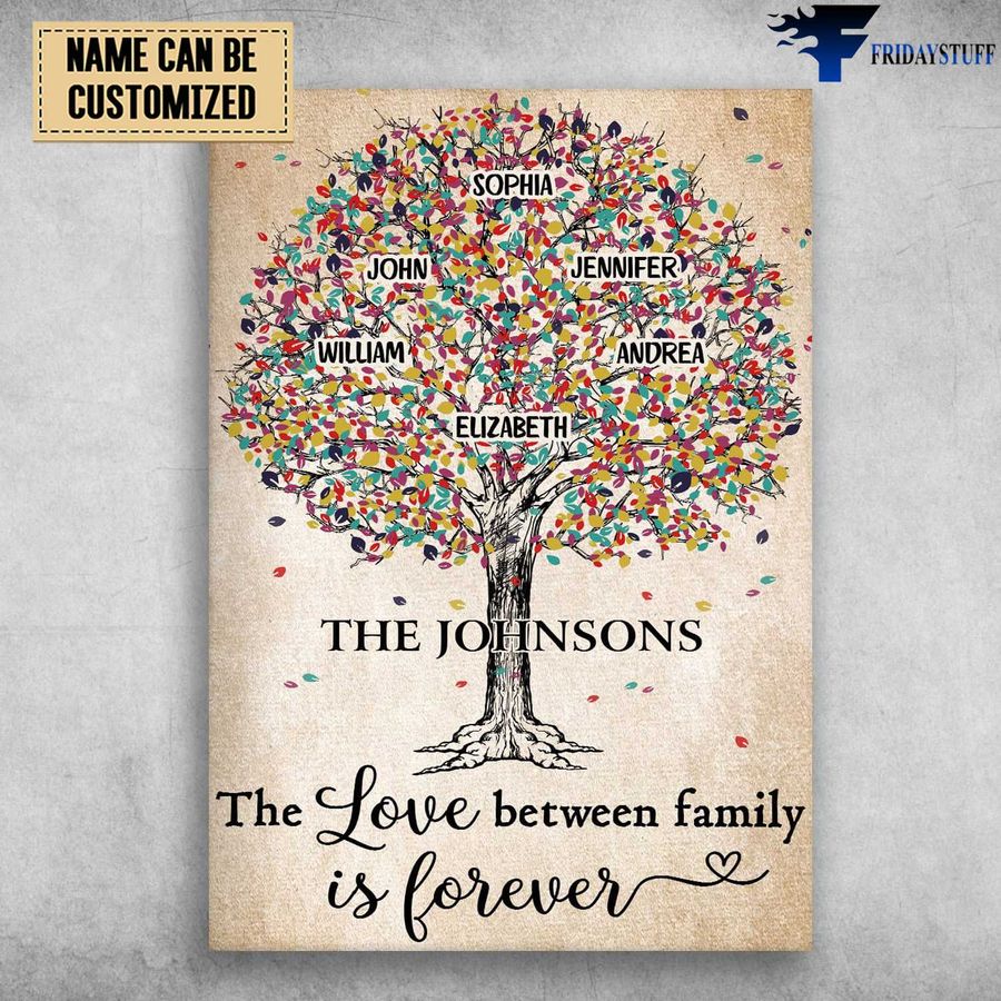 Family Poster, Family Tree, The Love Between Family Is Forever Customized Personalized NAME Poster