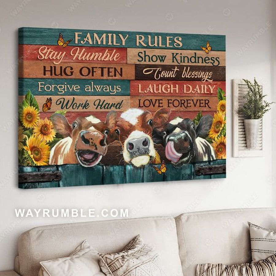 Family Rules, Stay Humble Show Kindness Hug Often Count Blessings Forgive Always Poster