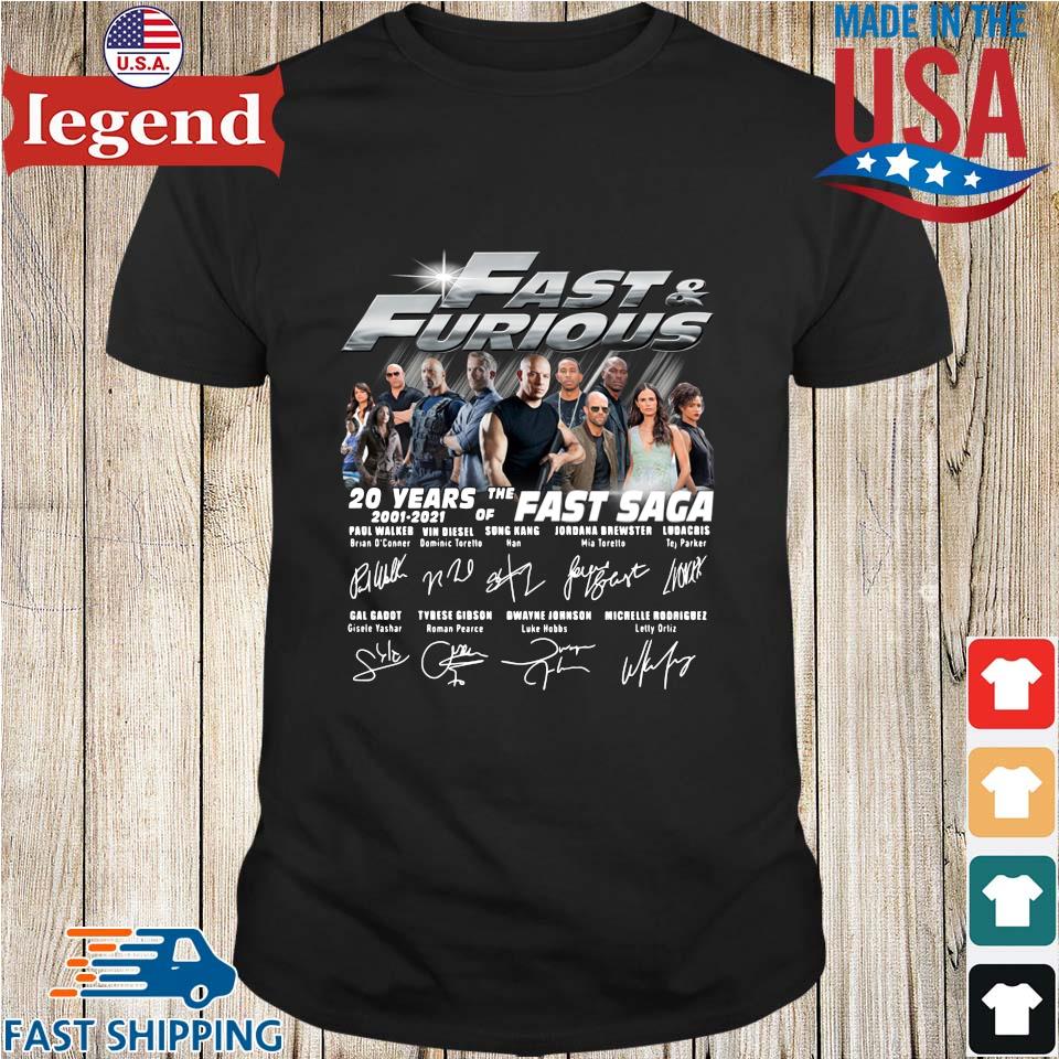 Fast And Furious 20 years 2001-2021 the of Fast Saga signatures shirt