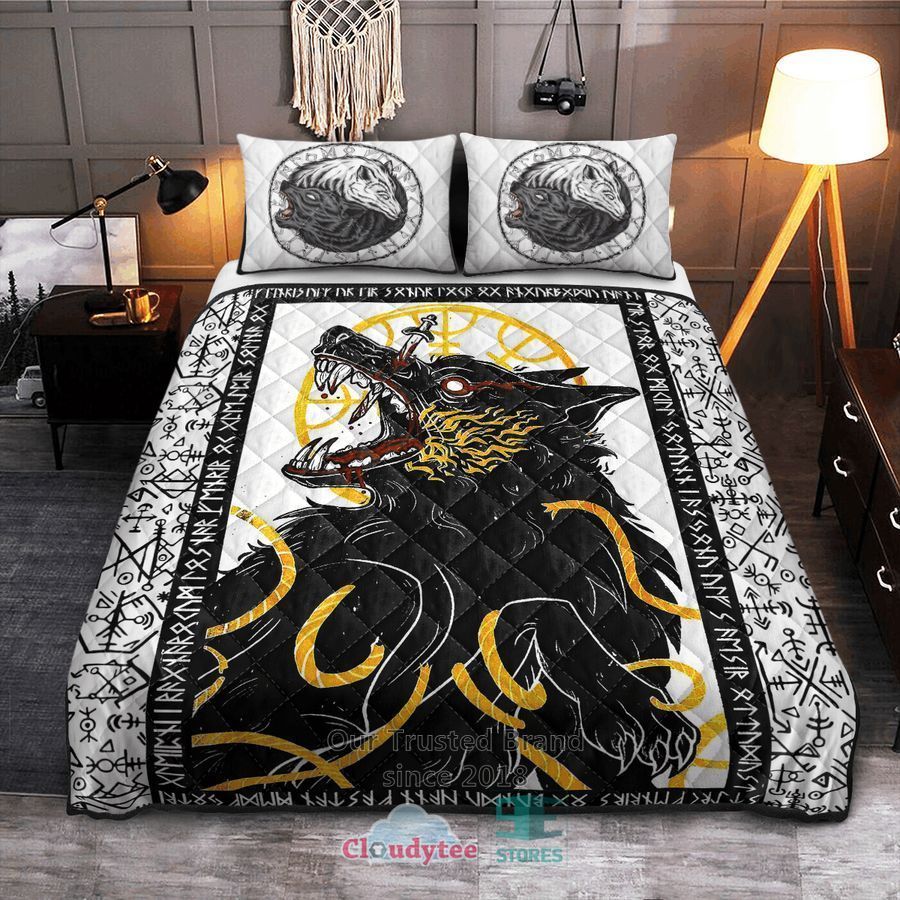  Fenrir Viking Black wolf White Quilt Bedding Set – LIMITED EDITION 