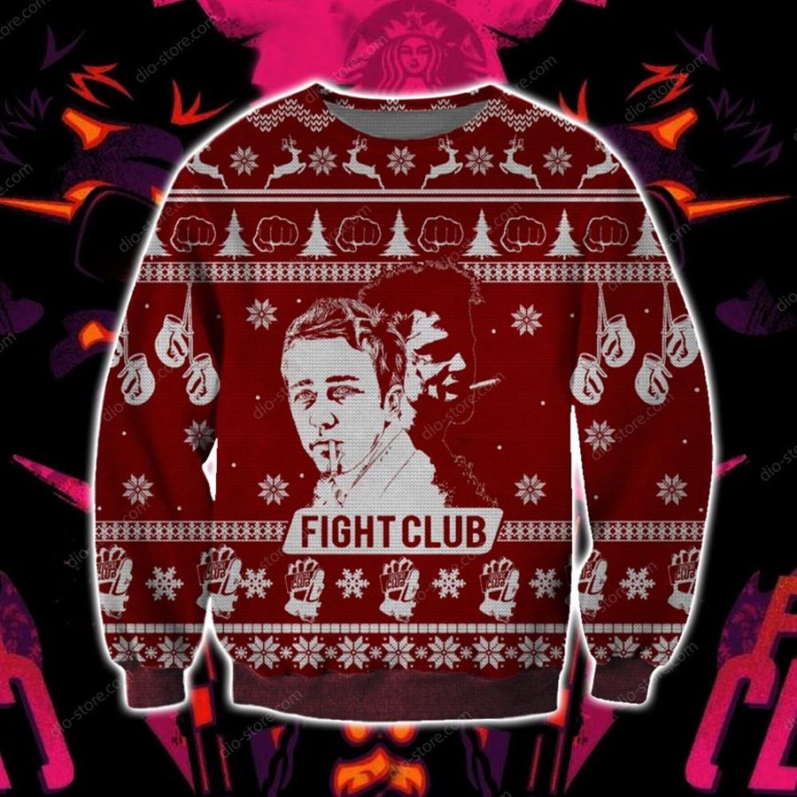 Fight Club Knitting Pattern 3D Print Ugly Christmas Sweater Hoodie All Over Printed Cint10684, All Over Print, 3D Tshirt, Hoodie, Sweatshirt