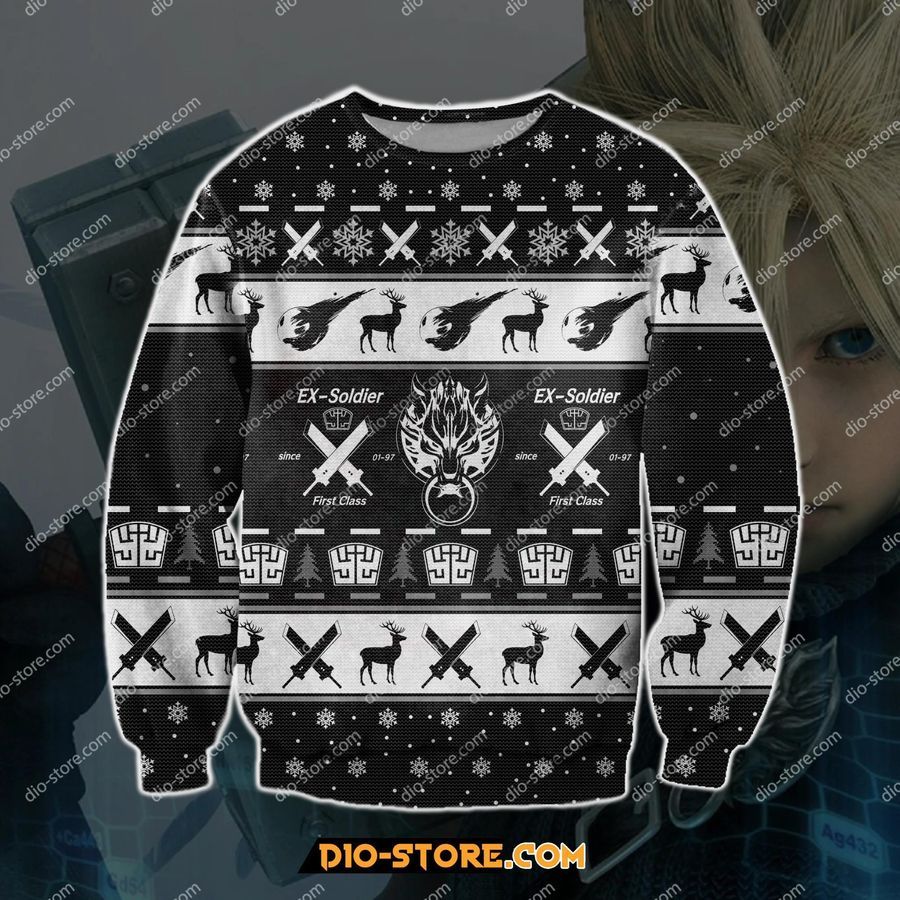 Final Fantasy 3D Print Knitting Pattern Ugly Christmas Sweater Hoodie All Over Printed Cint10153, All Over Print, 3D Tshirt, Hoodie, Sweatshirt