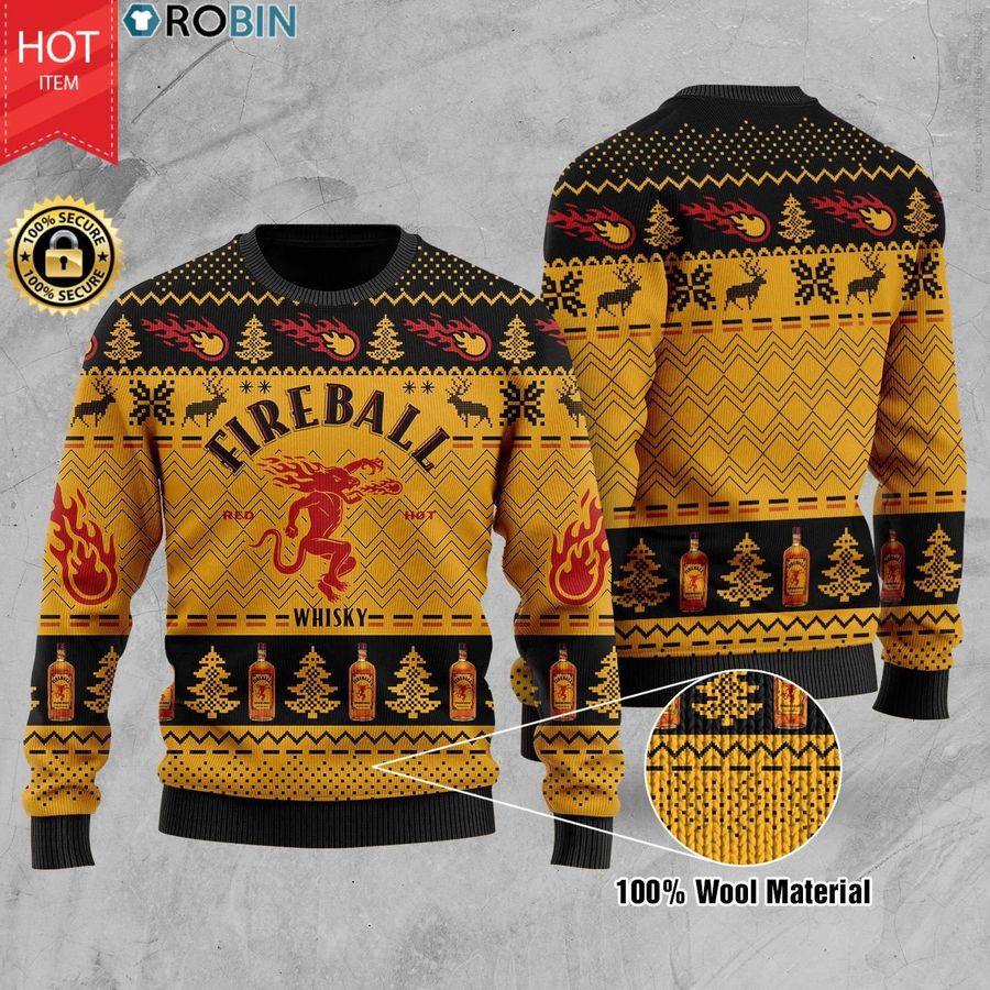 Fireball Cinnamon Ugly Christmas Happy Xmas Wool Knitted Sweater
