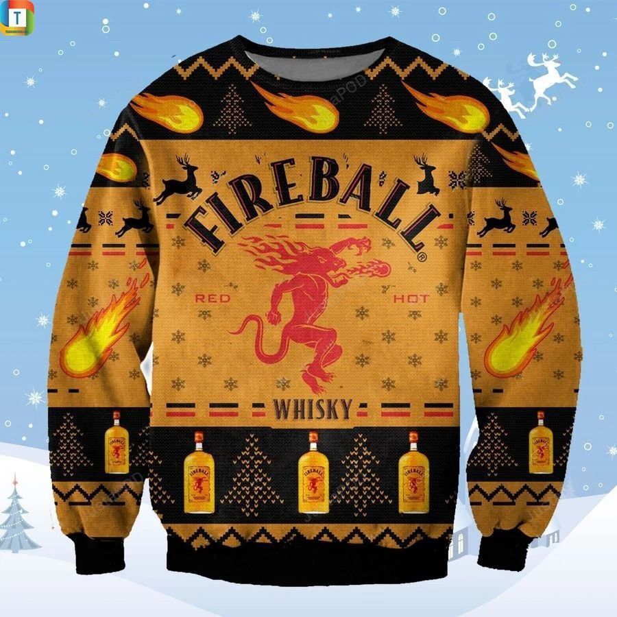 Fireball whisky ugly sweater Ugly Sweater Christmas Sweaters Hoodie Sweater