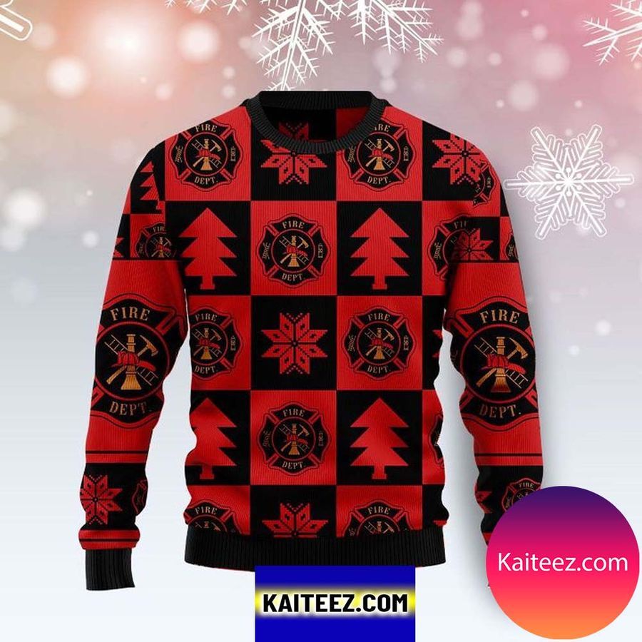 Firefighter Christmas Pattern Christmas Ugly Sweater
