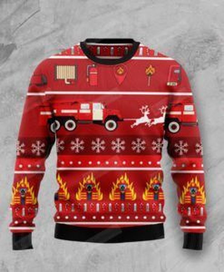 Firefighter Christmas Ugly Christmas Sweater, All Over Print Sweatshirt