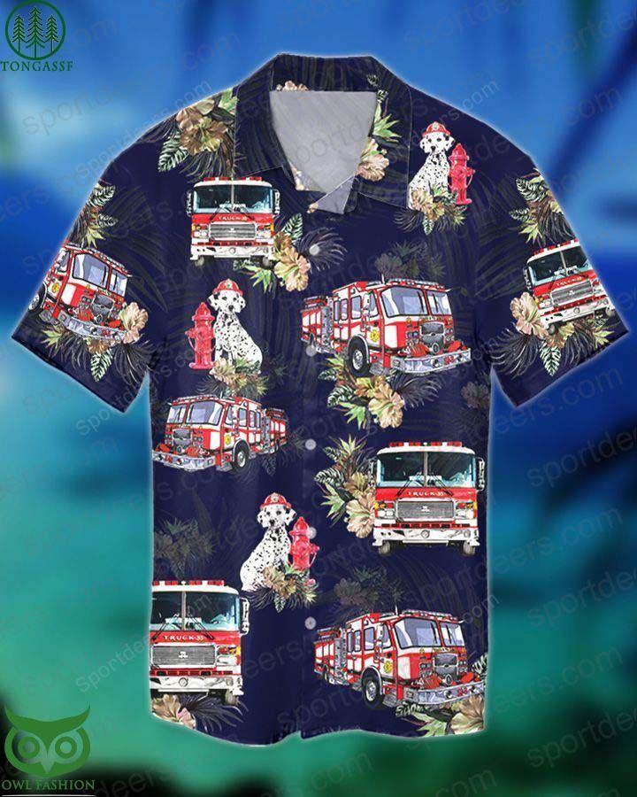 Firefighter Dog Tropical Hawaiian Shirt