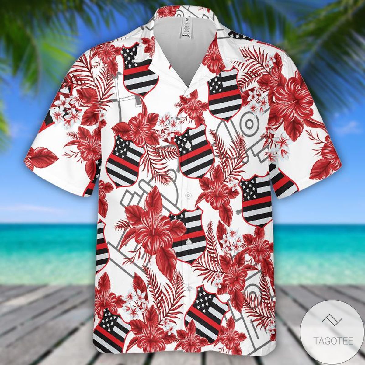Firefighter Seamless Pattern Aloha Hawaiian Shirt