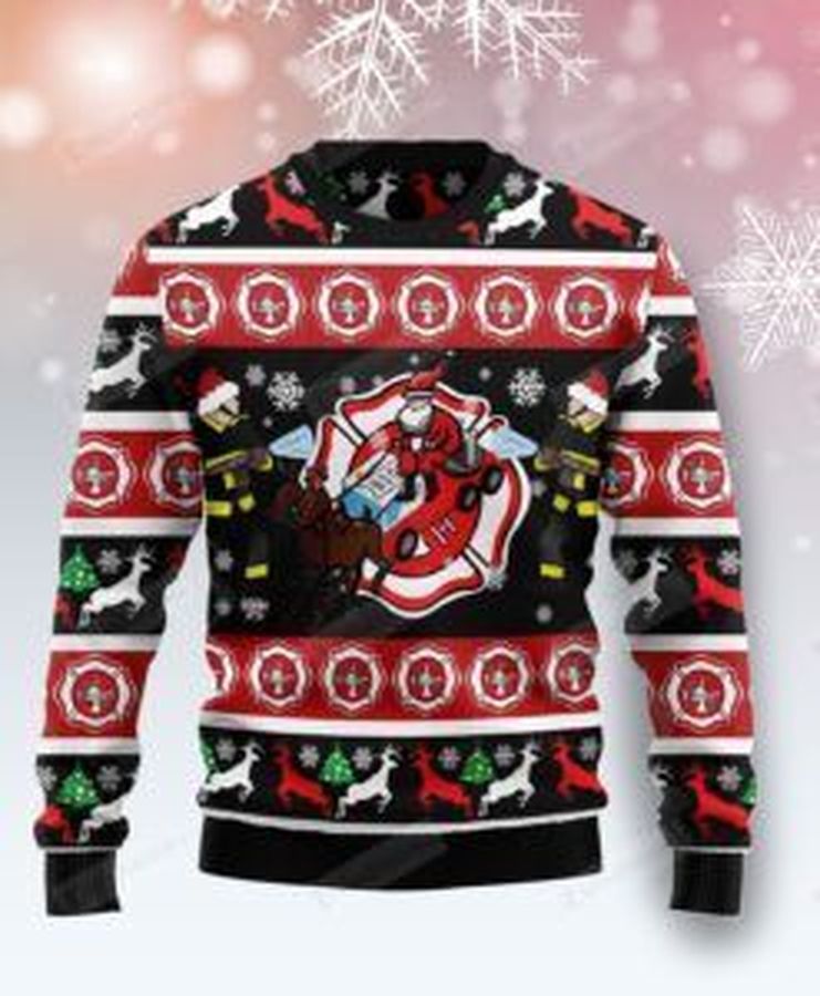 Fireman Firefighter Ugly Christmas Sweater, All Over Print Sweatshirt