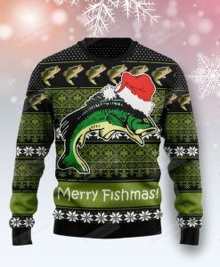 Fishing Merry Fishmas Ugly Christmas Sweater, All Over Print Sweatshirt