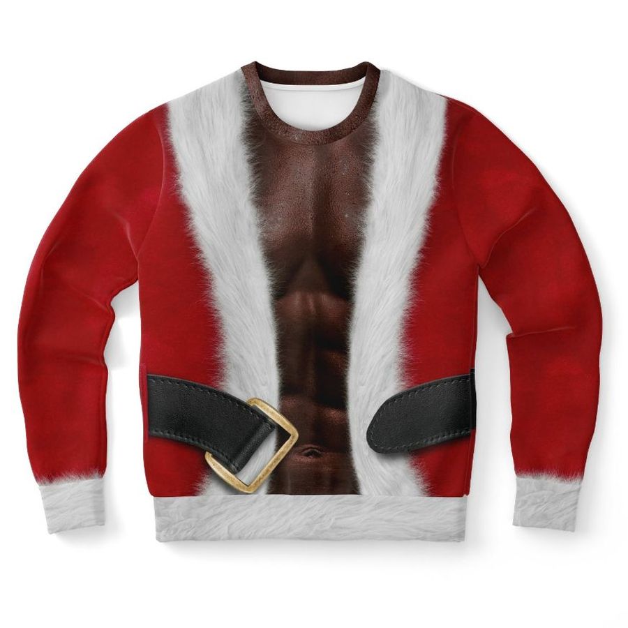 Fit Santa African American Ugly Christmas Wool Knitted Ugly Sweater