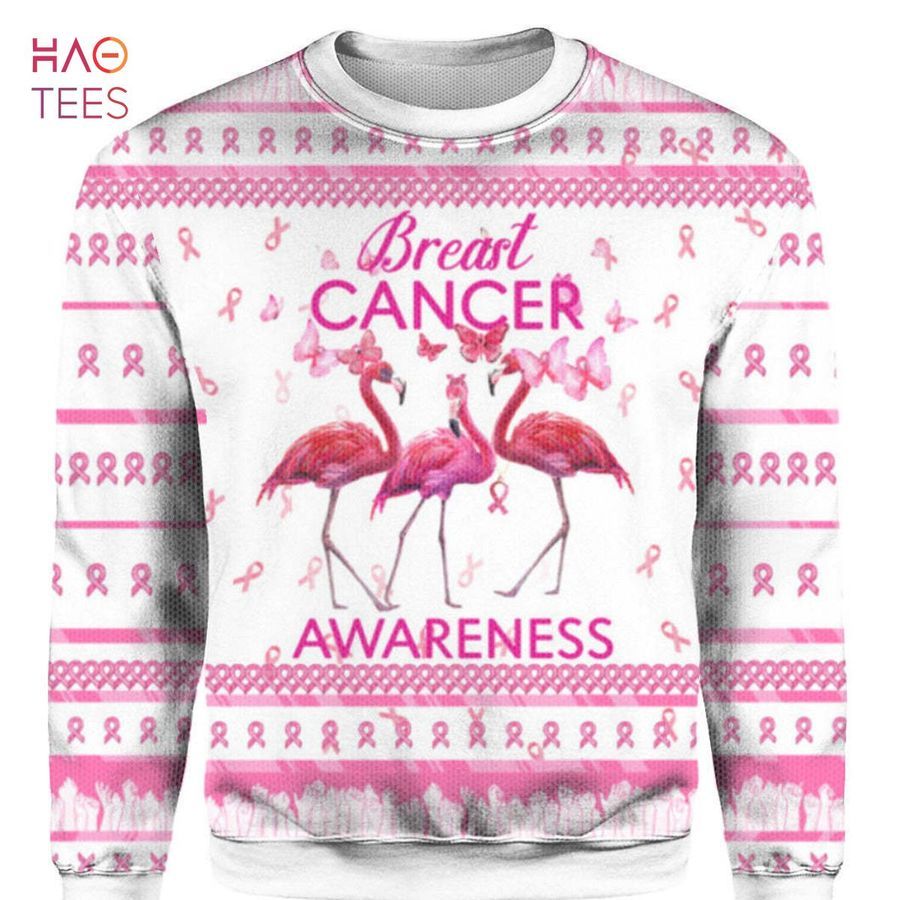 Flamingo Breast Cancer Awareness Ugly Christmas Sweater