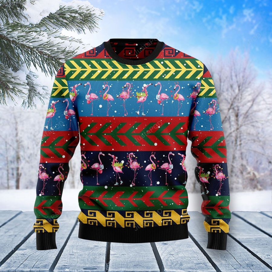 Flamingo Christmas Pattern Ugly Christmas Sweater All Over Print Sweatshirt