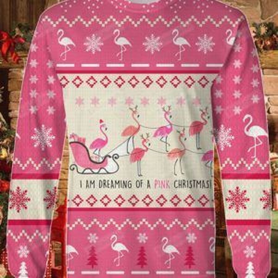 Flamingo Im Dreaming Of A Pink Ugly Christmas Sweater, All Over Print Sweatshirt