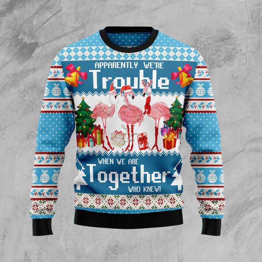 Flamingo Together Ugly Christmas Sweater, All Over Print Sweatshirt, Ugly Sweater, Christmas Sweaters, Hoodie, Sweater
