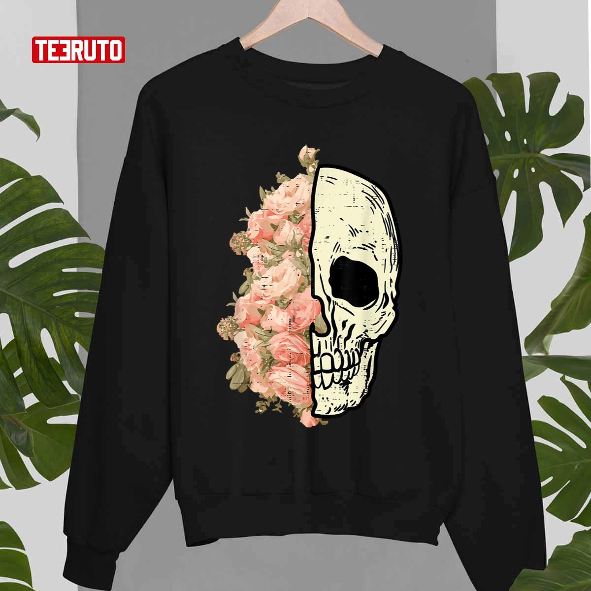 Floral Skull Skeleton Flowers Halloween Costume Unisex Sweatshirt