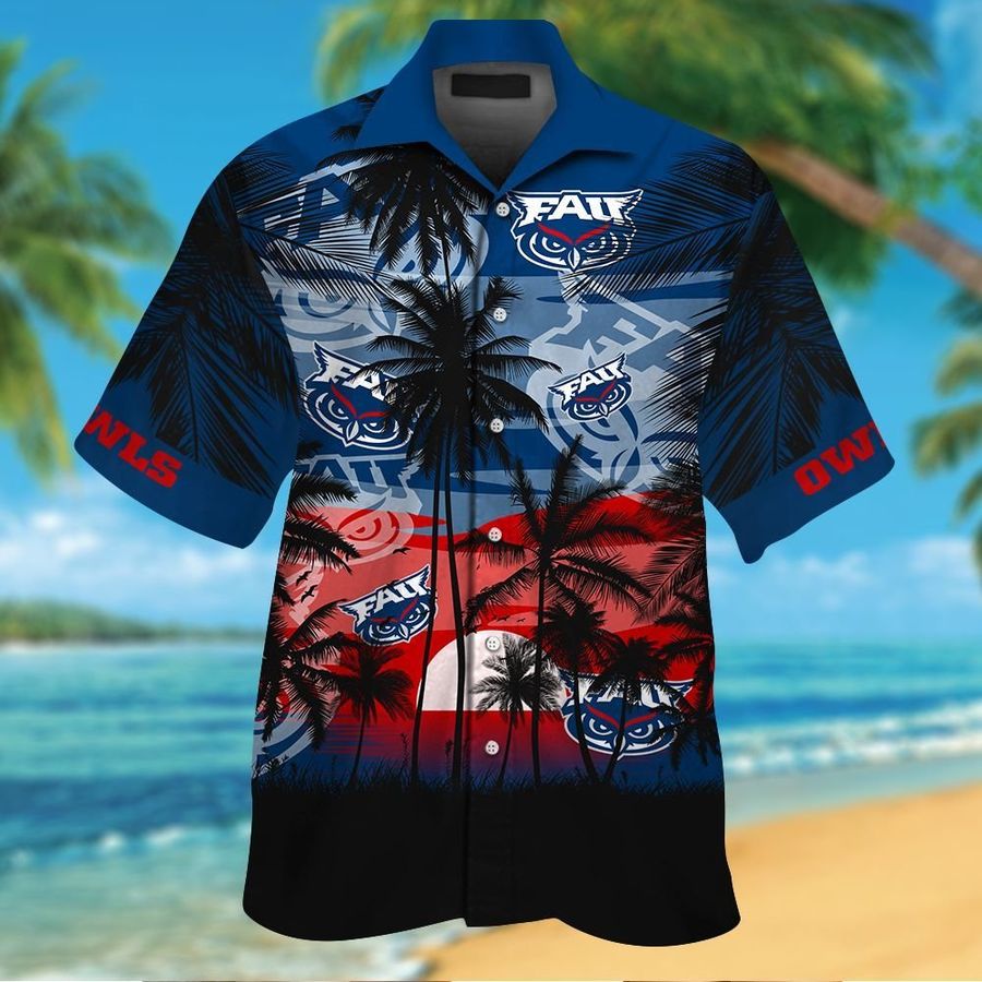 Florida Atlantic Owls Short Sleeve Button Up Tropical Aloha Hawaiian Shirts For Men Women Shirt