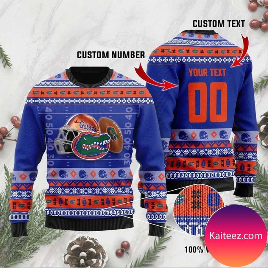 Florida Gators Custom Name &amp Number Personalized Christmas Ugly Sweater