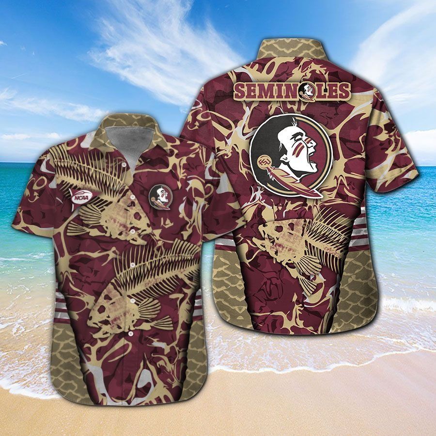Florida State Seminoles Fishing Short Sleeve Button Up Tropical Aloha Hawaiian Shirts For Men Women