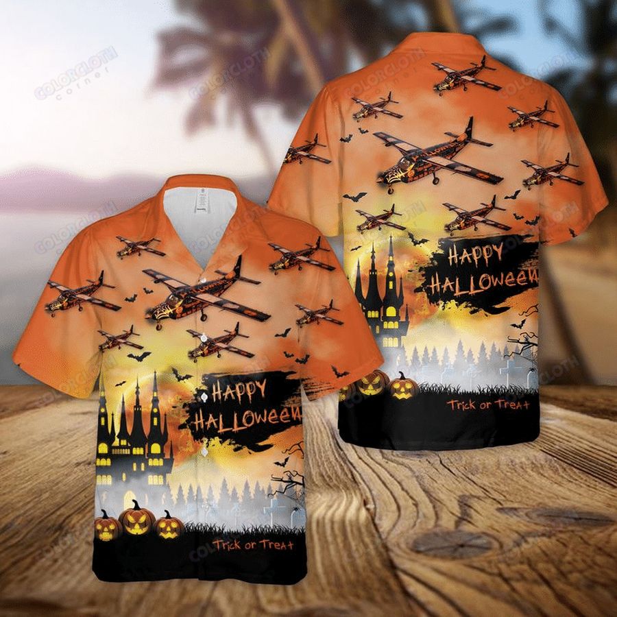 Fly With Aircraft Halloween Trick or Treat Hawaiian Shirt And  
