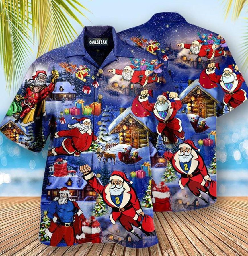 Flying Super Santa Hawaiian Shirt