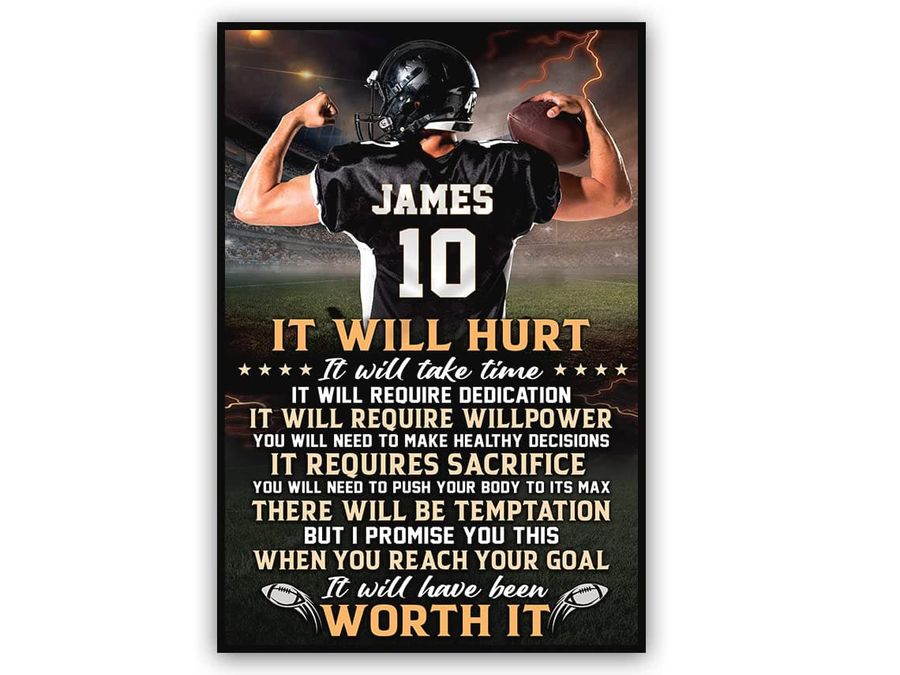 Football Player, It Will Hurt It Will Take Time It Will Require Dedication It Will Require Willpower Poster