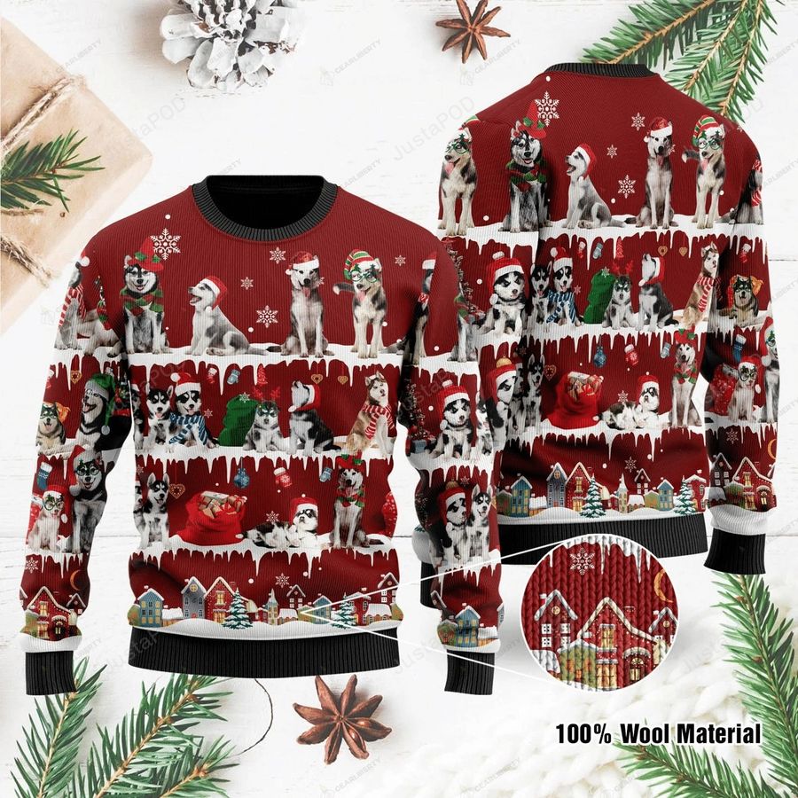 For Husky Lovers Ugly Christmas Sweater, All Over Print Sweatshirt, Ugly Sweater, Christmas Sweaters, Hoodie, Sweater