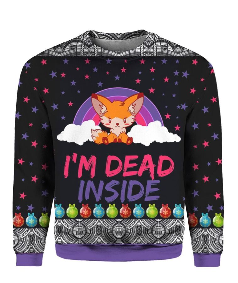 Fox Im Dead Inside Ugly Christmas Sweater All Over Print