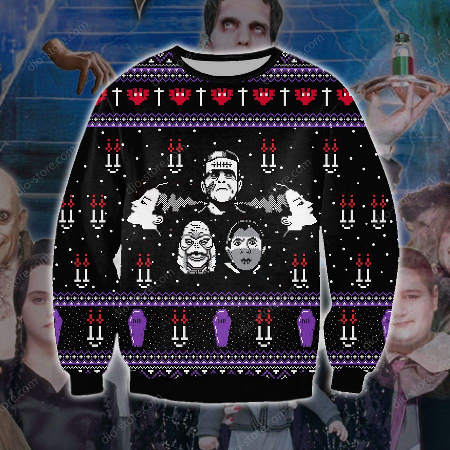 Franklinstein The Addams Family Knitting Pattern For Unisex Ugly Christmas Sweater, Sweatshirt, Ugly Sweater, Christmas Sweaters, Hoodie, Sweater