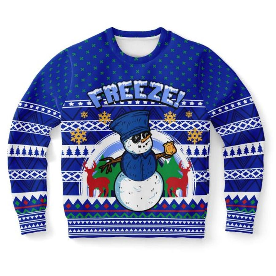 Freeze Police Snowman Ugly Christmas Wool Knitted Ugly Sweater