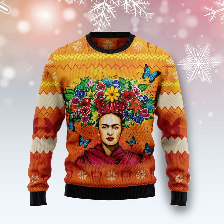 Frida Kahlo Butterfly Pattern Ugly Sweater