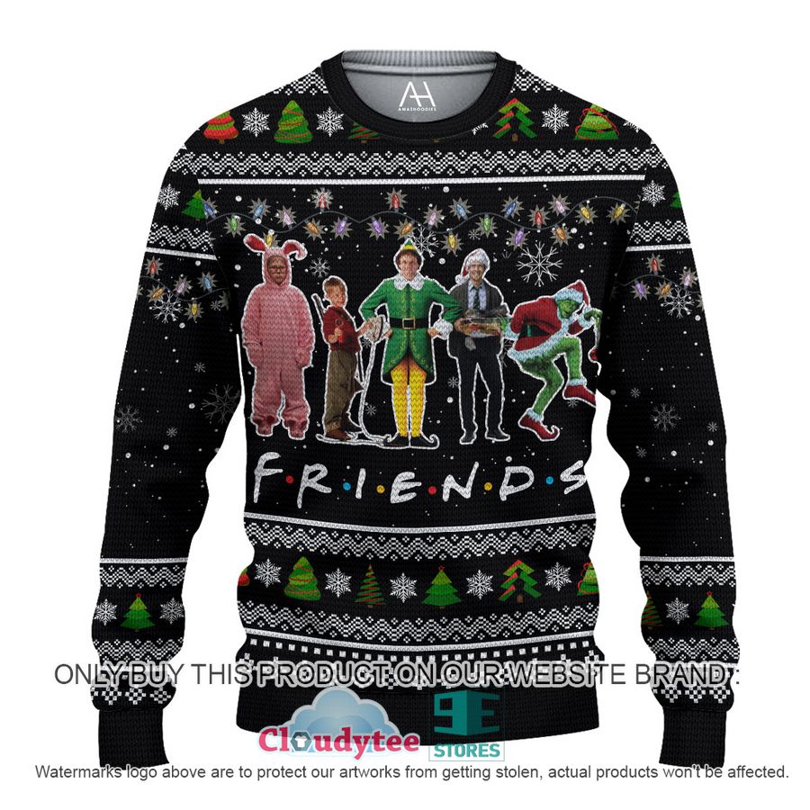 Friends Black Christmas All Over Printed Shirt, hoodie – LIMITED EDITION
