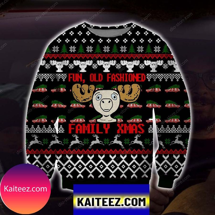 Fun Old Fashioned Family Xmas Knitting Pattern 3d Print Christmas Ugly Sweater