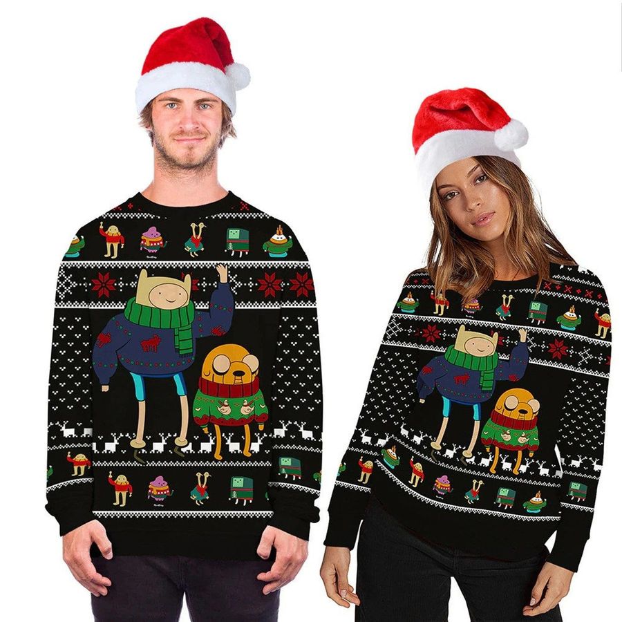 Funny Adventure Time Ugly Christmas Sweater All Over Print Sweatshirt