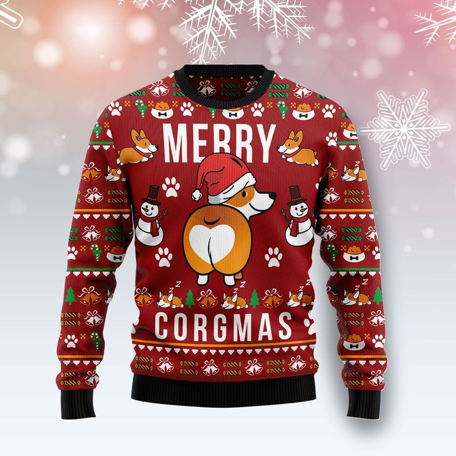 Funny Corgi Merry Corgmas Ugly Christmas Sweater