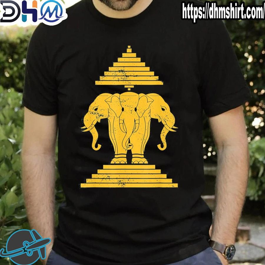Funny erawan three headed elephant Kingdom of Laos shirt