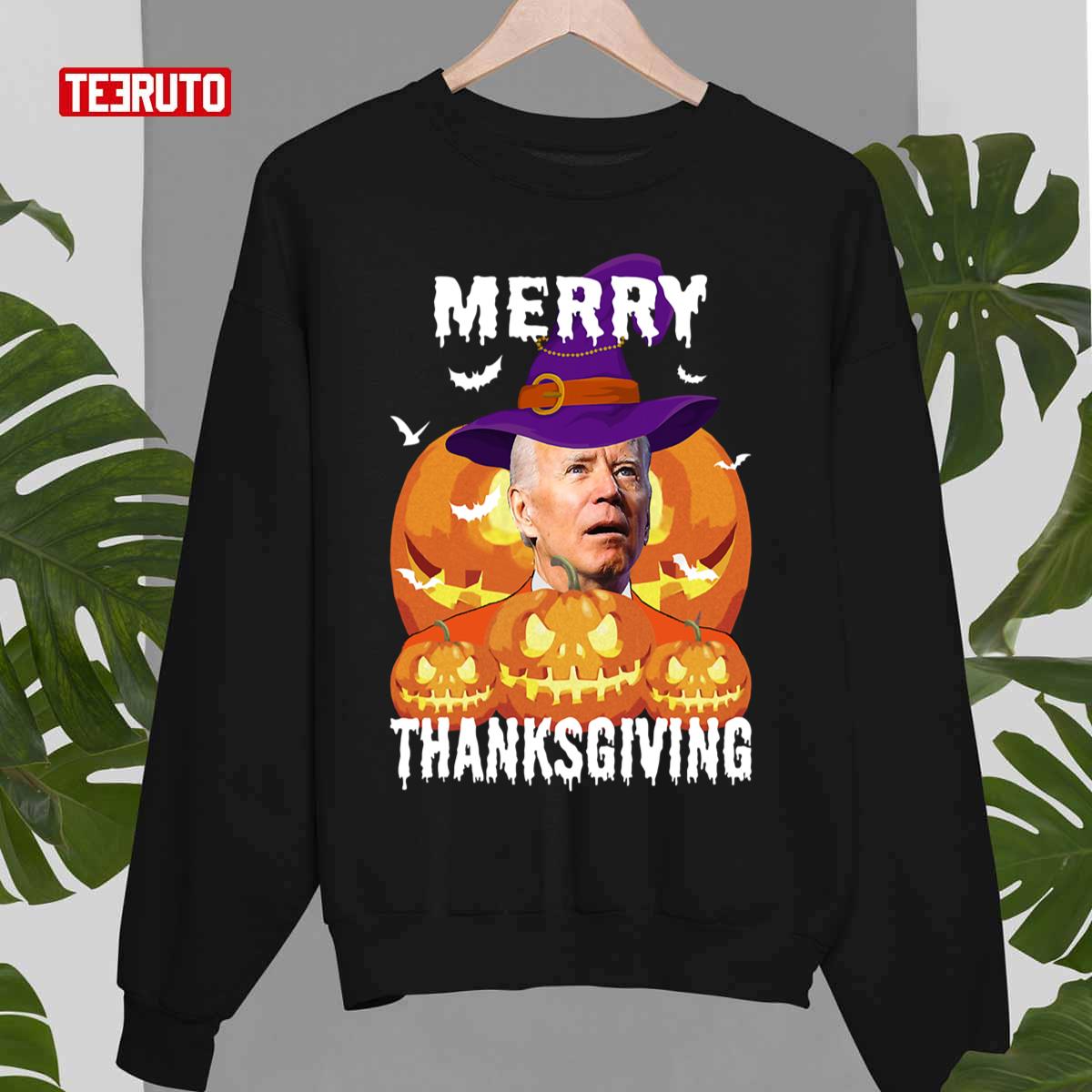 Funny Joe Biden Confused Merry Thanksgiving For Halloween Unisex Sweatshirt