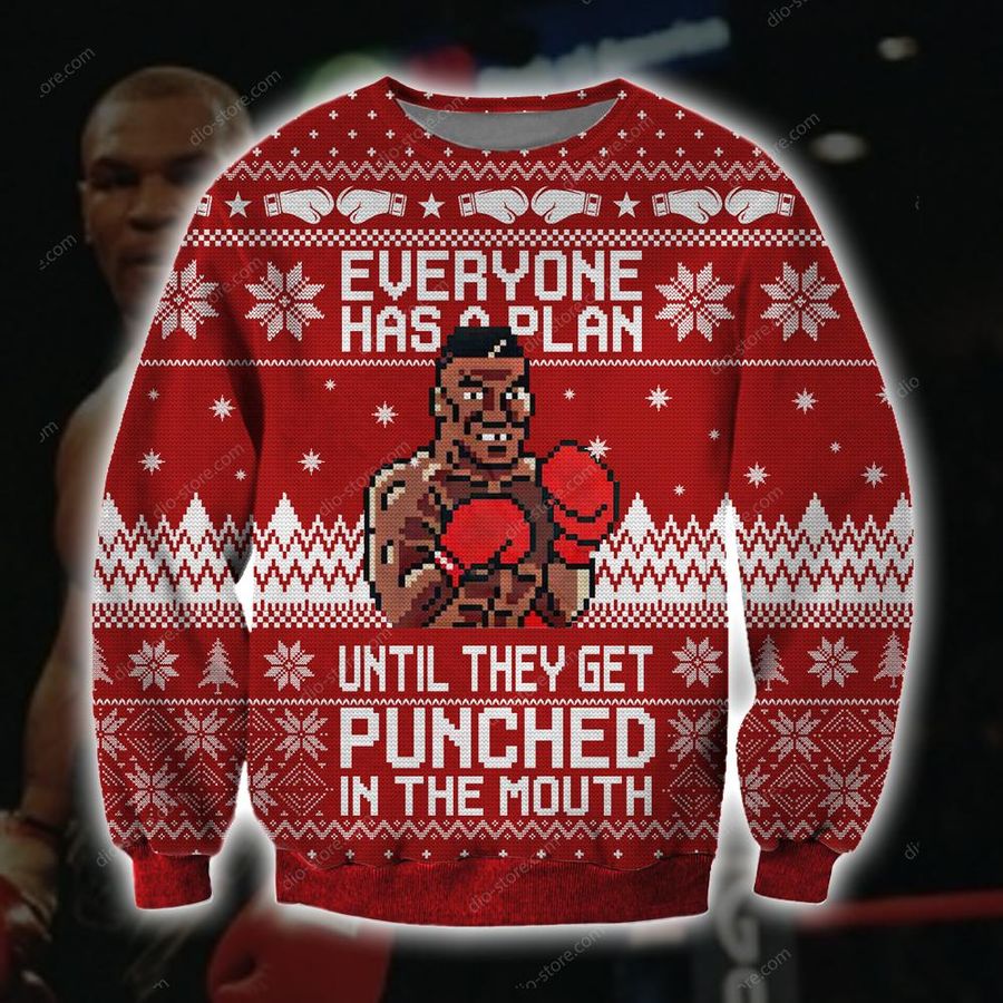 Funny Mike Tyson Knitting Pattern 3D Print Ugly Christmas Sweater Hoodie All Over Printed Cint10653, All Over Print, 3D Tshirt, Hoodie, Sweatshirt