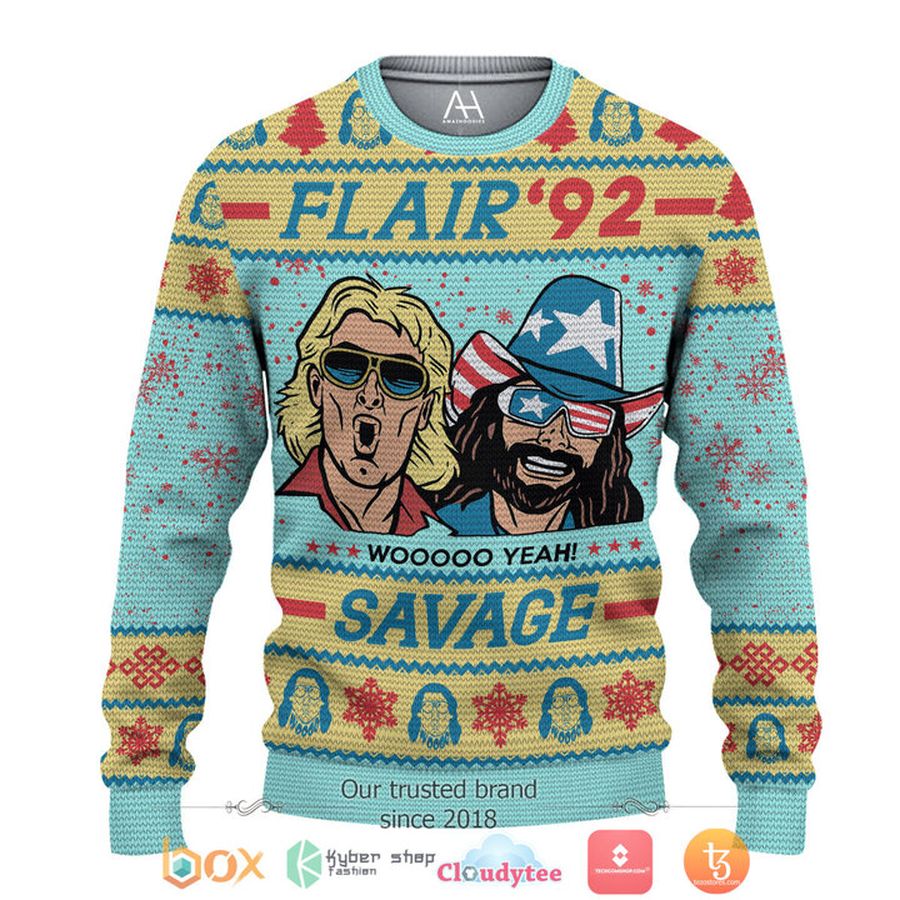 Funny RIC Flair 92 Savage Woo Christmas Ugly Sweater