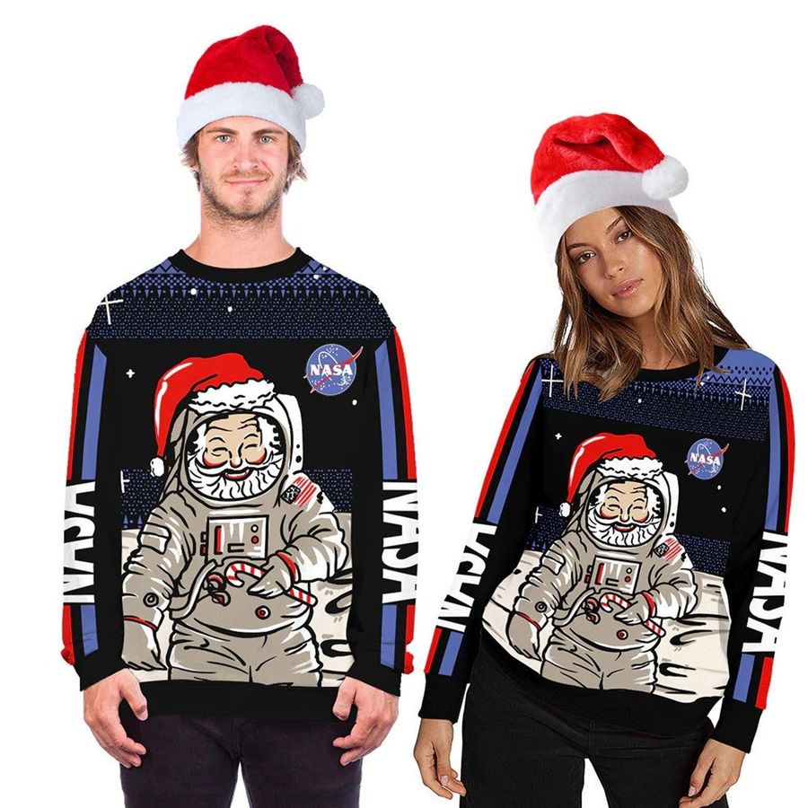 Funny Santa Claus Astronaut Ugly Christmas Sweater, All Over Print Sweatshirt, Ugly Sweater, Christmas Sweaters, Hoodie, Sweater