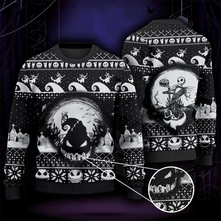 Funny Skeleton Halloween Nightmare Occasion Christmas Holiday Jack Skellington Sweater Ugly Sweater