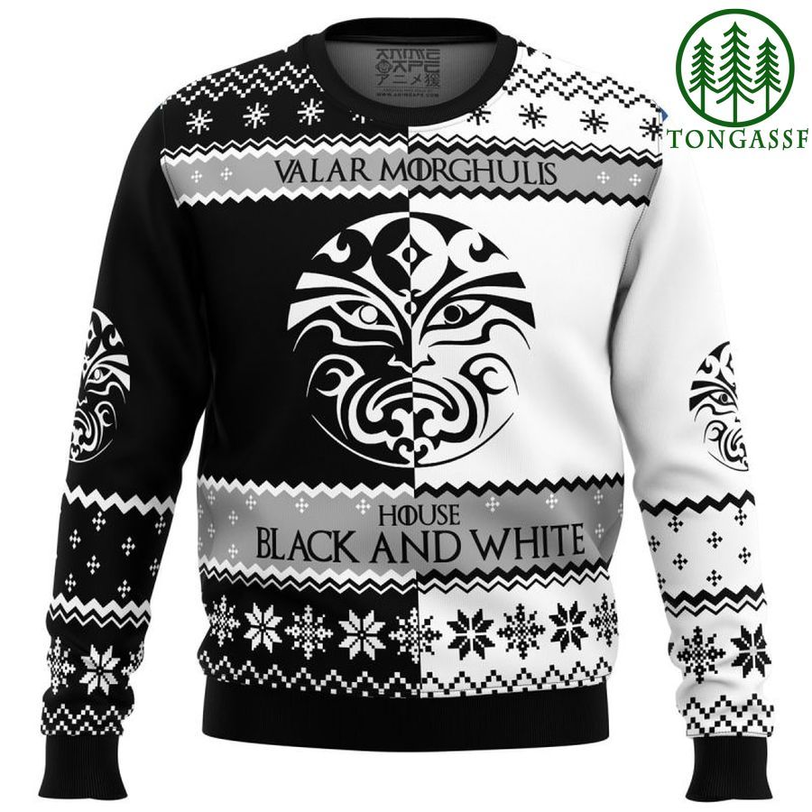 Game of Thrones House Black and White Ugly Christmas Sweater