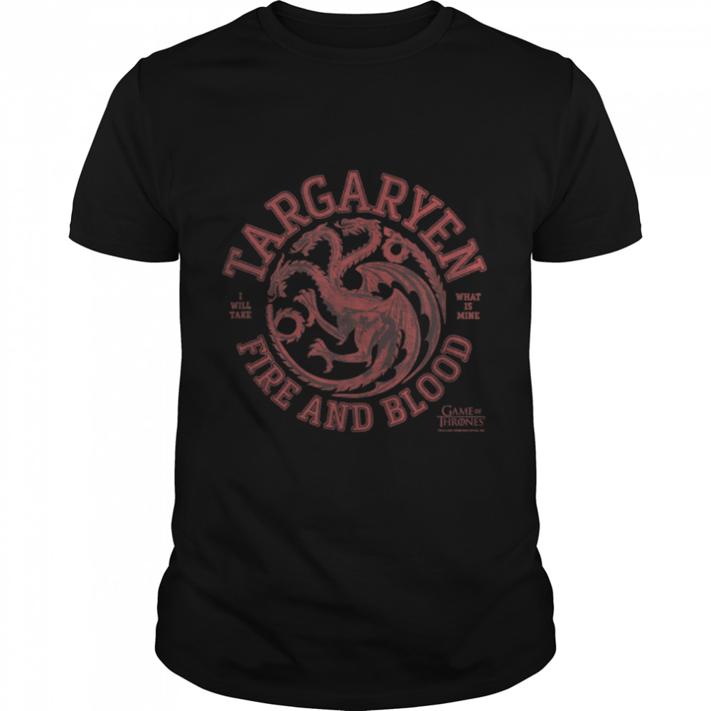 Game Of Thrones Targaryen Fire And Blood Dragon Logo T-Shirt B09PTM1S7Y