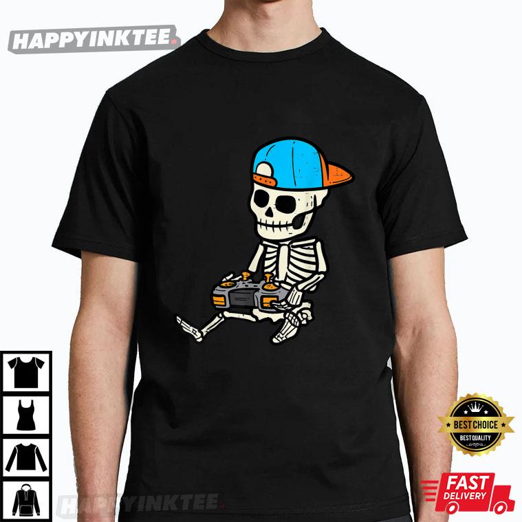 Gamer Skeleton Halloween Youth Teens T-Shirt