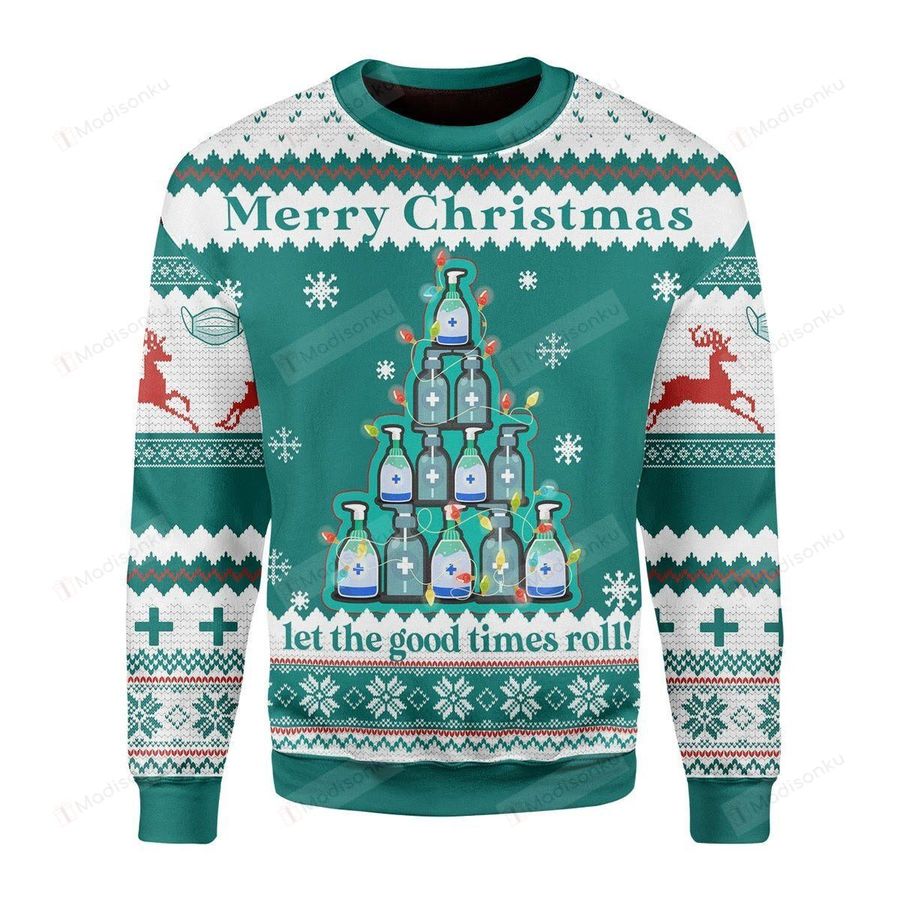 Gearhomies Christmas Sanitizer Ugly Christmas Sweater, All Over Print Sweatshirt