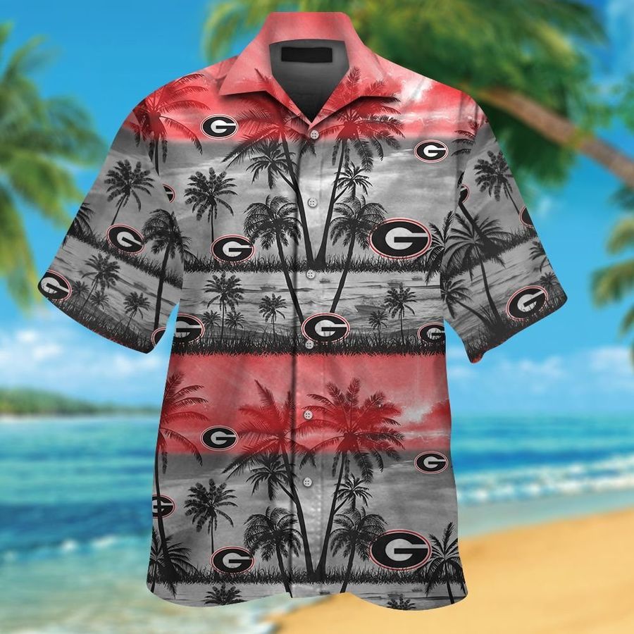 Georgia Bulldogs Short Sleeve Button Up Tropical Aloha Hawaiian Shirts For Men Women
