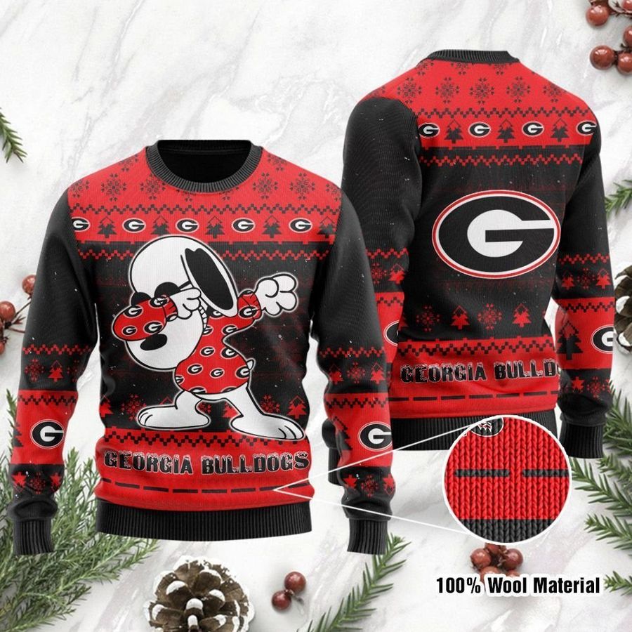 Georgia Bulldogs Snoopy Dabbing Ugly Christmas Sweater Ugly Sweater Christmas