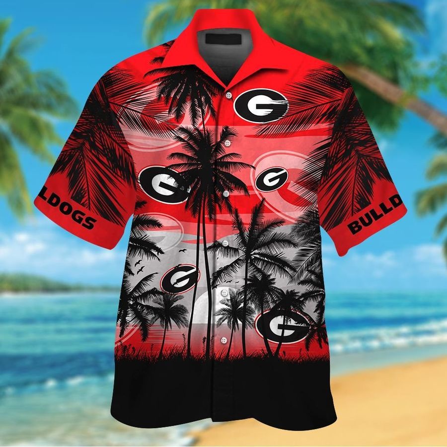 Georgia Bulldogs Tropical Short Sleeve Button Up Tropical Aloha Hawaiian Shirts For Men Women Shirt