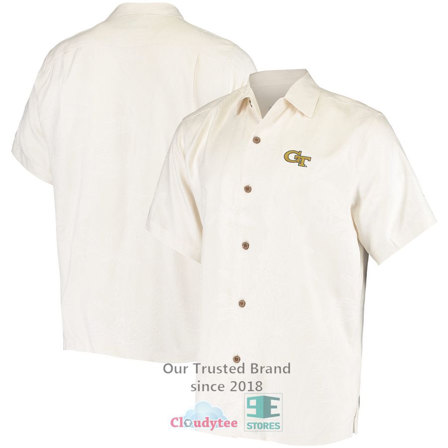 Georgia Tech Yellow Jackets Tommy Bahama Al Fresco Tropics Jacquard White Hawaiian Shirt – LIMITED EDITION